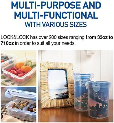 (Pack of 4) Lock & Lock Airtight Rectangular Food Storage Container 6 oz / 0.7-cup