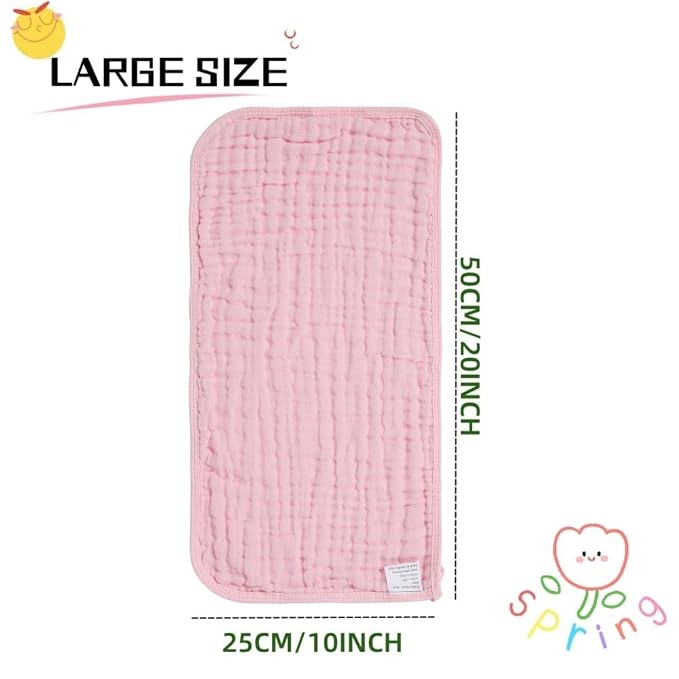 norinori Baby Burp Cloths Muslin Washcloths 6Pack - Muslin Burp Cloths Large 20''x10'' Extra Soft Absorbent Baby Burp Rags for Newborn 100% Cotton for Boys Girls Gift 6 Layers Machine Washable