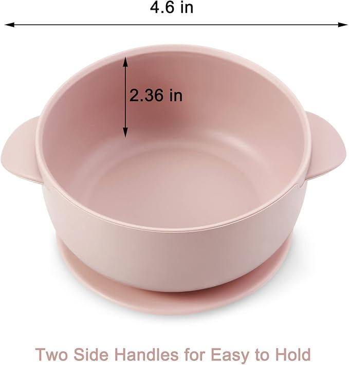 PandaEar 3 Pack Baby Bowls with Suction| Leak-Proof Stay Put Silicone Food Bowl with Lids for Babies Kids Toddlers Infants| Food Grade Soft Safe BPA-Free Silicone (Pink Rose Linen)