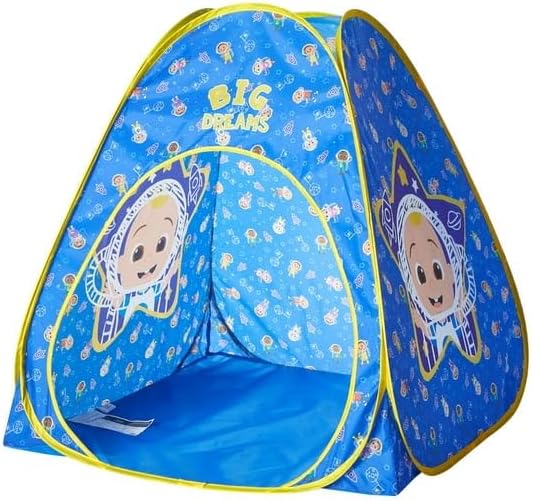 Cocomelon 3-Piece Slumber Set,Kids Indoor/Outdoor Pop Up Play Tent with UPF 30+ Protection, Pillow & Flashlight