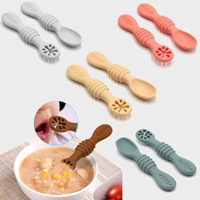 3-Pack Silicone Baby Feeding Spoons – Soft BPA-Free Infant & Toddler Training Spoons for Baby