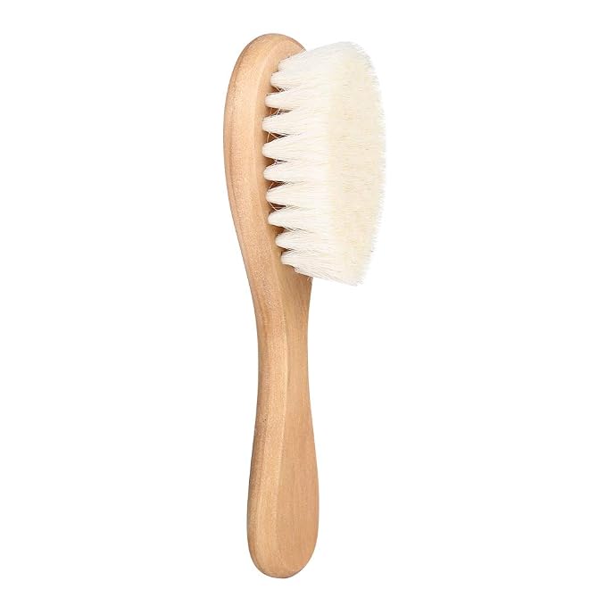 Hair Brushes Baby Head Brush, Kids Soft Goat Hair Comb Wood Infant Massage Scrub Tool Newborn Shower Registry Gift, Wooden Baby Hair Brush Hairbrush for Newborn and