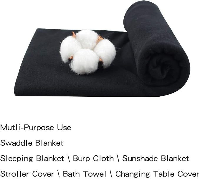 PESAAT Cotton Baby Swaddle Hat Set Newborn Infant Hats Receiving Blankets for Baby Boys Girls