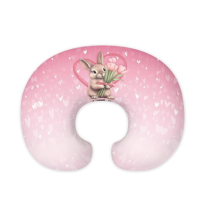 Rabbit Tulip Nursing Pillow Cover Breast Feeding Pillow Support Positioner Lounger Slipcover for Baby Boy Girl Newborn Infant