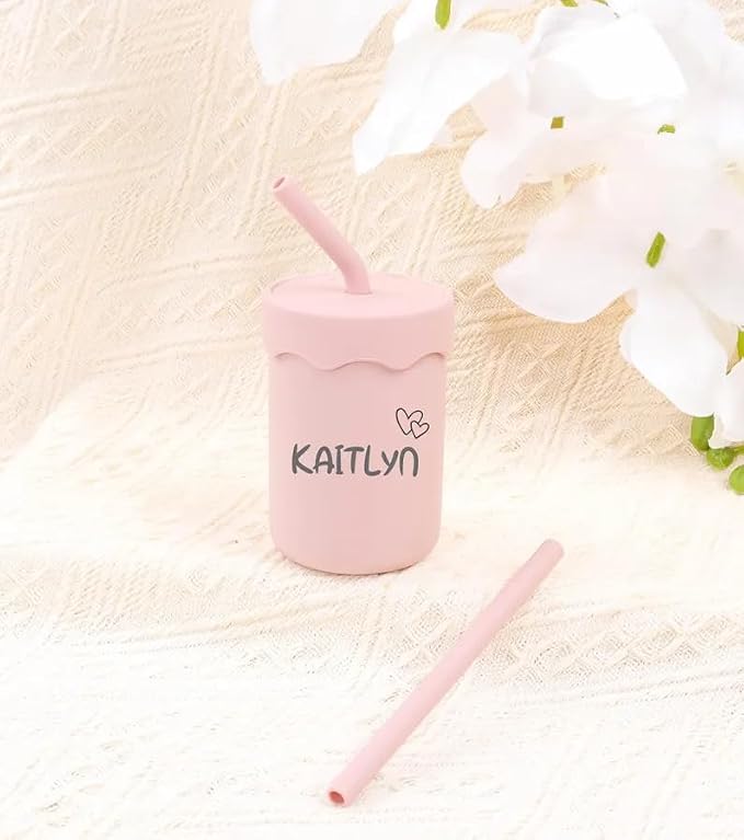 Personalized Baby Sippy Cup,Custom Silicone Baby Water Cup with Engraved Name,Toddler Training Cups with Lid and Handle,Newborn Gift,Christmas Gift (style2)