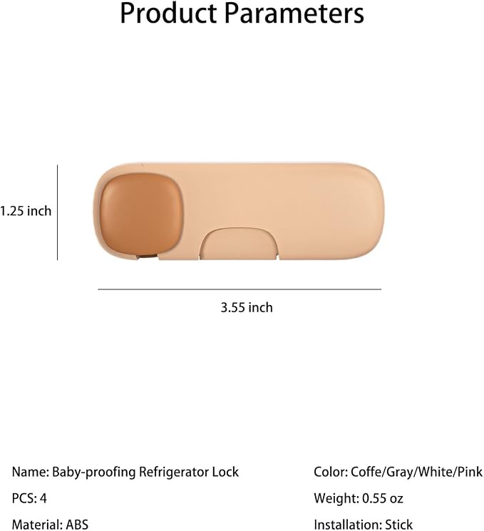 4 Pack Baby Proofing Refrigerator Lock, Child Safety Locks, Cabinet Drawers Lock with Strong Adhesive Tape, Kitchen System Keep Baby's Fingers Safe (4 PCS)