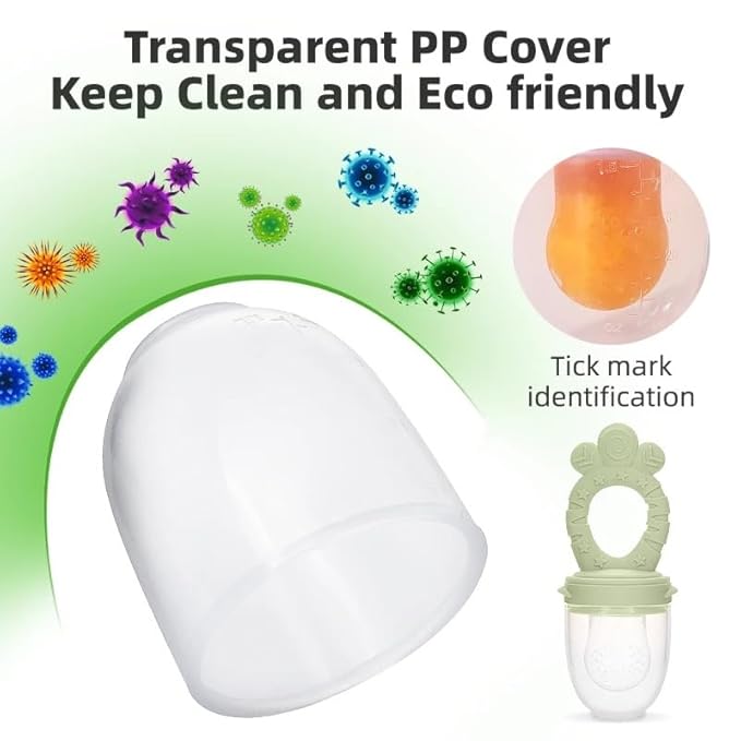 Baby Fruit Feeder Set ??BPA-Free Silicone Fresh Food Feeder with 3 Replacement Teats, Teething Feeder for Fruits & Purees, Safe Self-Feeding for Babies 4+ Months