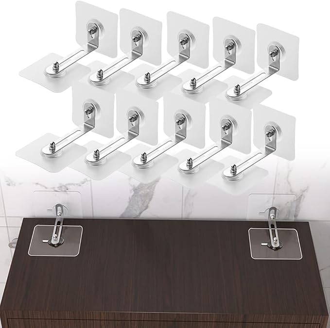 No-Drill Anti-Tip Furniture Anchors, Heavy Duty Adhesive Straps for Dresser, Bookshelf & TV Stand, Baby Proof Wall Anchor Kit,10 PCS