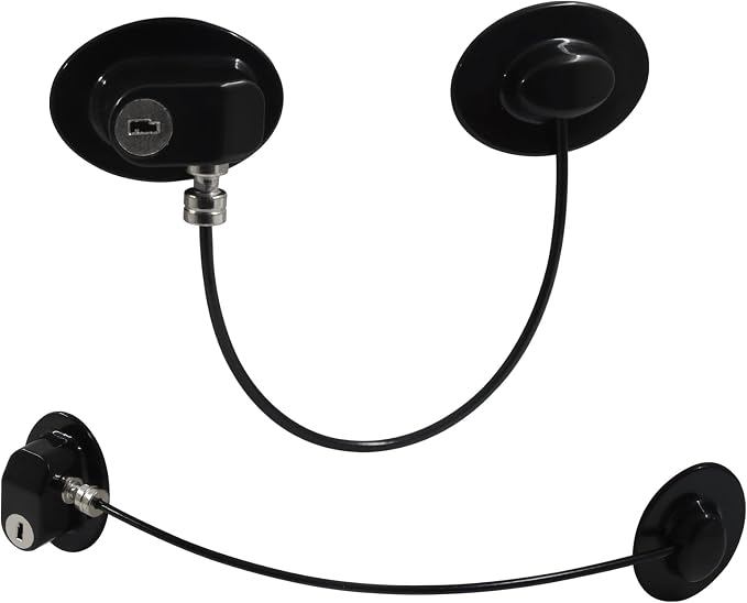 Refrigerator Lock, 2 Pack Child Safety Lock Set, ABS Plastic Construction with Strong Adhesive, Secure Fastening for Fridge, Cabinet, Drawer and Toilet Seat, Black