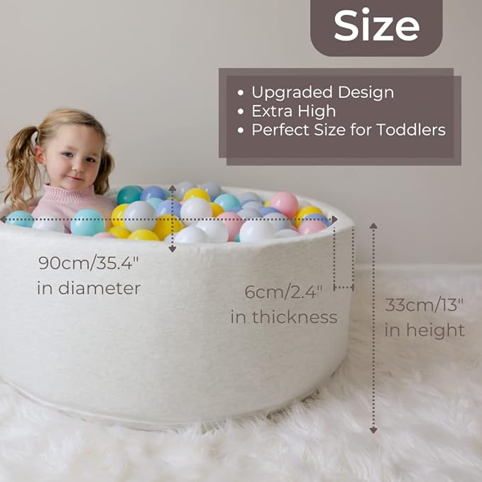Wonder Space Deluxe Kids Round Ball Pit, Premium Handmade Kiddie Balls Pool, Soft Indoor Outdoor Nursery Baby Playpen, Ideal Gift Play Toy for Children Toddler Infant Boys and Girls (Brown)