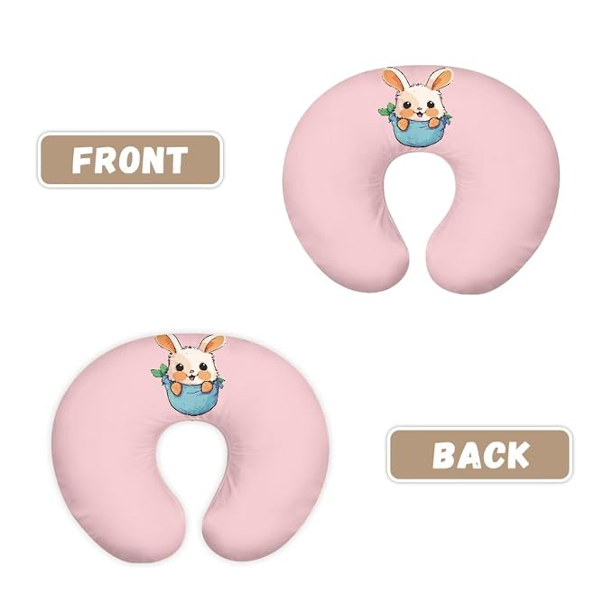 Rabbit Pink Nursing Pillow Slipcover Sleeve, Breathable & Skin-Friendly Nursing Pillow Cover for Breastfeeding Mom, Pillow Not Included