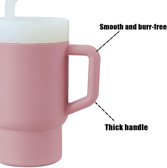 PandaEar 2 Pack Kids Tumbler Silicone Toddler Cup with Straw and Handle, 9.5oz Spill-Proof Training Cup for Baby, BPA-Free, Easy to Clean -Grey/Pink
