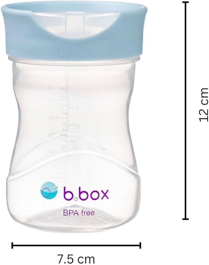 b.box Toddler Training Cup: Free Flow Opening, Great Transition from Sippy to Big Kid Cup. BPA Free, Dishwasher safe. Ages 12+ months (Lullaby Blue, 8oz)