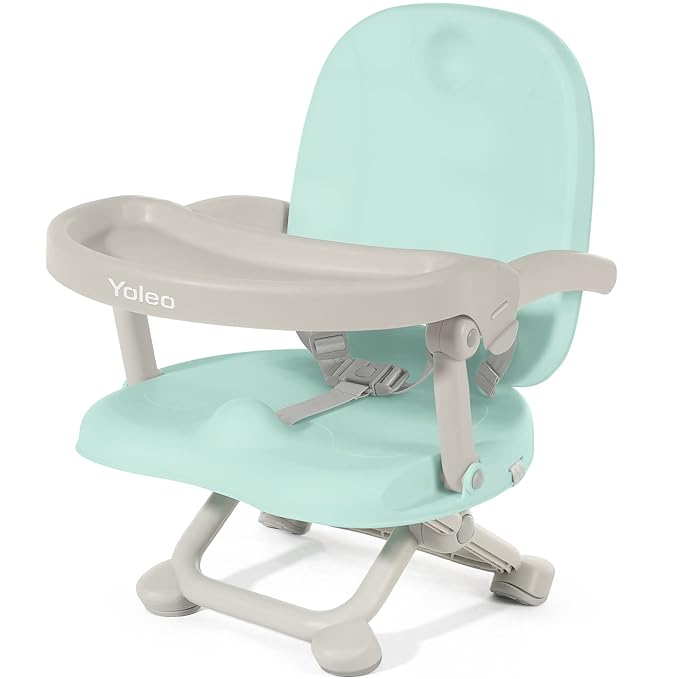 YOLEO Baby High Chair Booster Seat for Dining Table, Foldable High Chairs with Adjustable Heights, Travel Booster Seat with Removable Tray