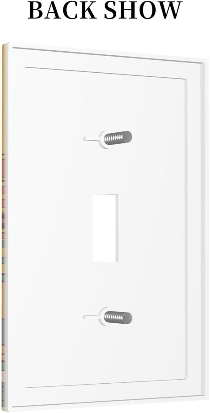 Boho Sun Rainbow Mushroom Hippie Vintage Floral Decorative Light Switch Cover 1 Gang Single Toggle Device Electrical Faceplate Switchplates Decorator Outlet Wall Plate for Kids Room Nursery Decor