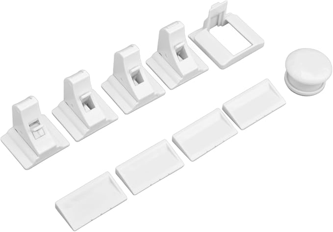 Multifunctional Magnetic Drawer Lock Babyproofing Cabinet Locks, Easy Installation, for Baby Cabinet Doors, [4] + [1] Key