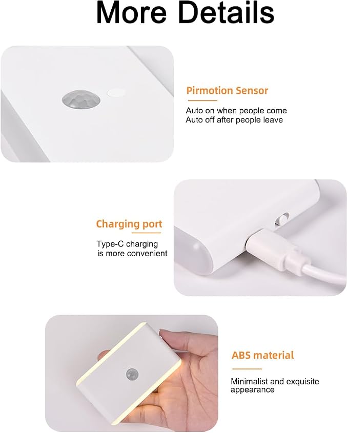 Rechargeable Night Lights,LED Light 5 Colors Dimmable with Motion Sensor,Wall Lamp for Bedroom Bathroom Kitchen Hallway Kid Room (2)