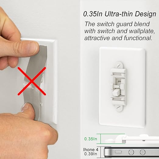 Light Switch Cover Guard,Toggle Lightswitch Coverplate Lock,Child Proof Light-Switch Plate Cover Prevents Kids or Accidental Turned On/Off (Gross White, 8 Pack)