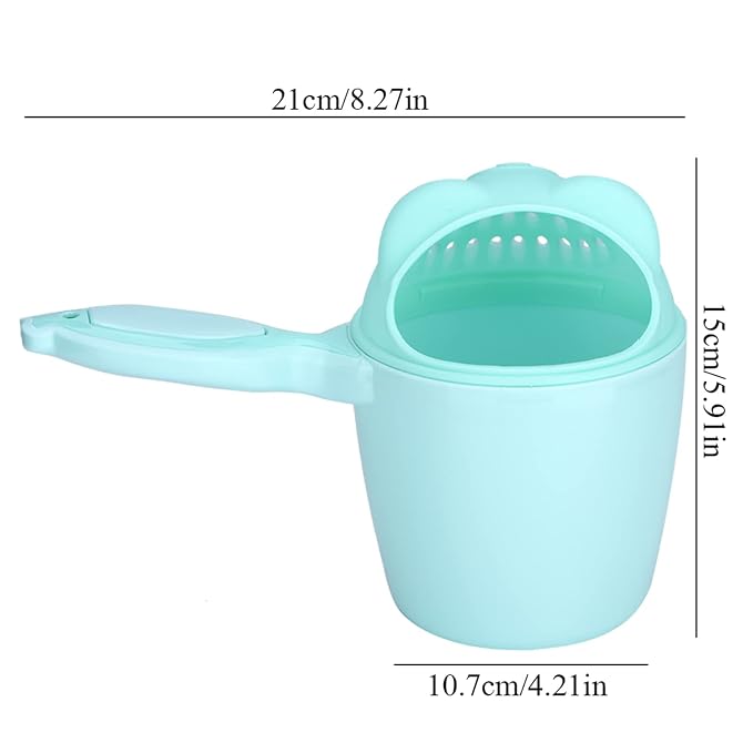 FTVOGUE Baby Shampoo Cup Kids Hair Rinse Cup with Eye Protection Design Cartoon Bath Waterfall Rinser for Toddler Bath Time (Green)