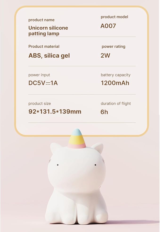 Unicorn Night Light for Kids, Silicone Baby Nursery Night Light Dimmable LED Unicorns Lamp Rechargeable Bedside Lamp Nightlight Unicorn Toys for Girls Toddler Women Gifts Bedroom Kids Room Decor