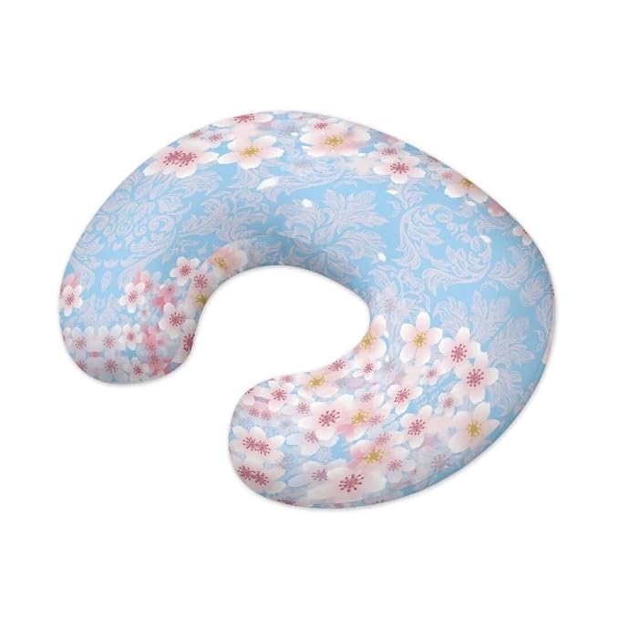 Breastfeeding Pillow Cover Boys Girls,Cherry Blossom Baby Nursing Pillow Case for Newborn, Soft Fabric Fits Snug On Infant