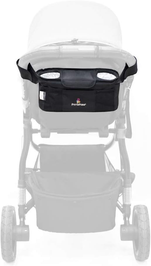 Primo Passi Stroller Organizer with Insulated Cup Holders – Fits Most Strollers and Includes Handlebar Organizer with Adjustable Straps, Multiple Storage Pockets for Bottles, Phone & Baby Essentials