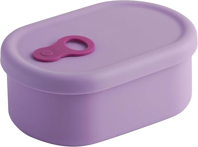Premium Korean-Made Silicone Airtight Food Container with Steam Vent ??BPA Free, Leakproof, Microwave & Freezer Safe Meal Prep. & Leftovers Storage (Violet, 17 floz)