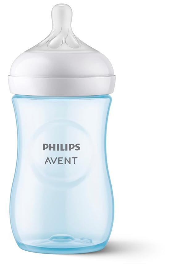 Philips Avent Natural Baby Bottle with Natural Response Nipple, Blue Baby Gift Set with Snuggle, SCD838/04 (Pack of 2)