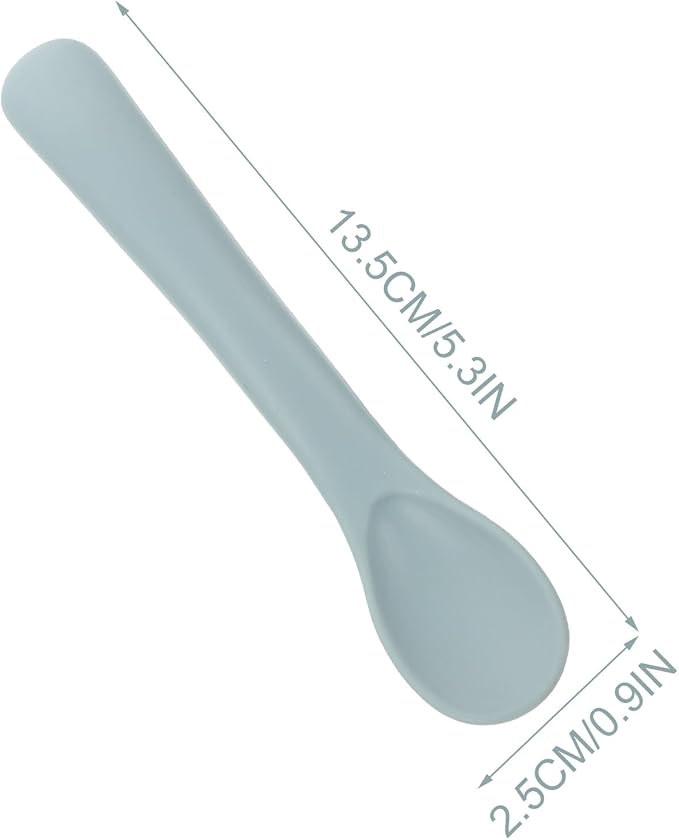 LIOOBO 10pcs Silicone Spoons Soft Flexible Training Utensils for Self-feeding Compact Design for Travel Safe Scoop for Porridge Soup and Puree Light Blue