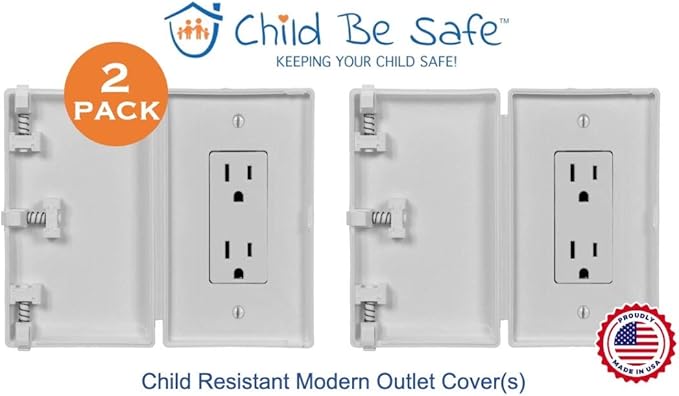 Baby Toddler Pet Wall Outlet Cover for Modern Decora Leviton Legrand Wide Style, Electrical Safety Guard for Home and Business, Made in USA (White, 2 Count)