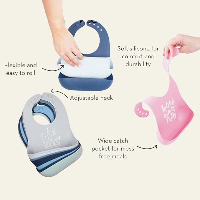 Bella Tunno Baby Bib for Eating, Waterproof Silicone Bib with Large Food Catcher, Adjustable Fit for Babies 4-12 months & Toddlers 1-3 Years, Boys & Girls, This Is My First Rodeo