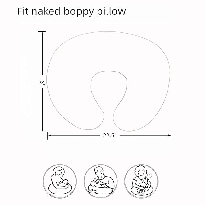 2 Pack Stretchy Nursing Pillow Covers Ultra Soft Slipcovers for Breastfeeding for Baby Girls Boys, Feeding Pillow Cover Fits Standard Infant Support Pillows Positioners Nursing Pillow Case