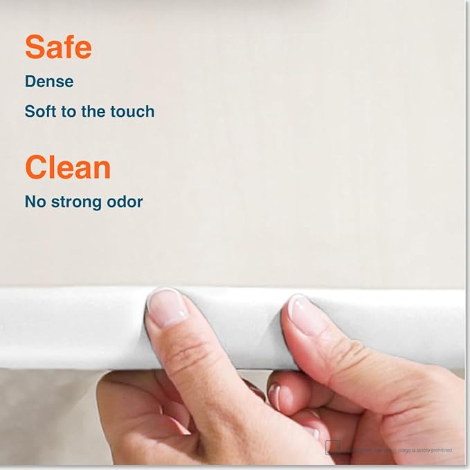 Roving Cove HeftyFit Edge Protector for Baby Proofing (6ft Large Edge Only), Heavy-Duty Soft Furniture Edge Bumper Guards, Desk Edge Cushion, Wall Corner Covers, 3M Adhesive, Oyster White (Off White)