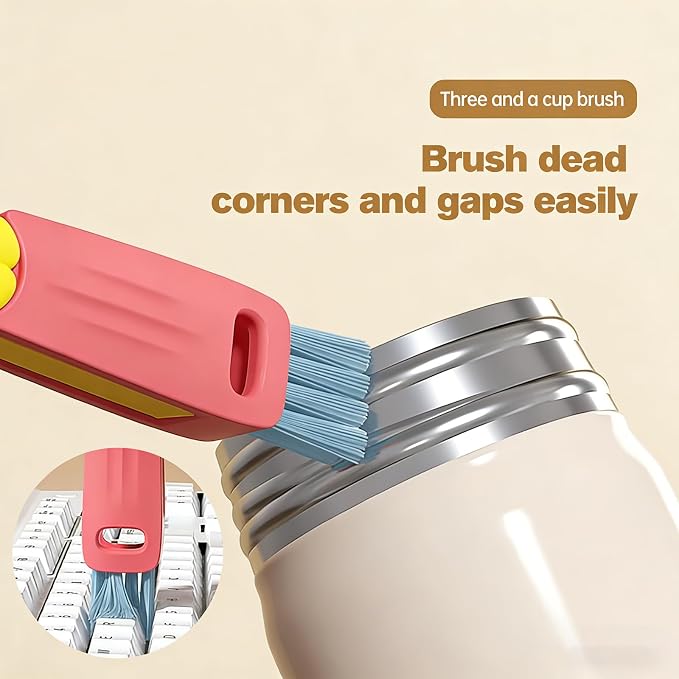 3 in 1 Cup Lid Cleaning Brush, 2026 Upgrade Multifunctional Crevice Portable Cup Lid Cleaning Brushes, Crevice Cleaning Brush for All Type Bottle Gap Tight Spaces Cups (Green, 2pcs)
