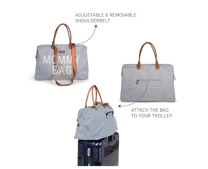 Childhome The Original Mommy Bag – Large Baby Diaper Bag, Mommy Hospital Tote and Travel Tote, Pregnancy Must Haves (Mommy Grey)