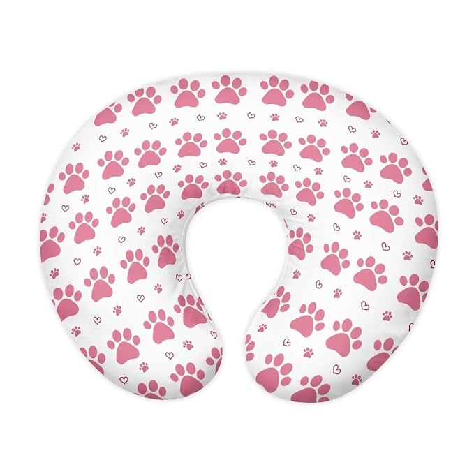 Pink Paws Nursing Pillow Cover for Infant Snug, Breastfeeding Pillow Slipcover for Baby Girls/Boys, Soft Snug Fits On Newborn Feeding Pillow Case
