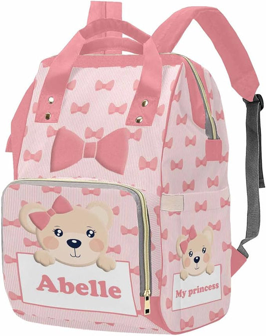 M YESCUSTOM Baby Diaper Bag Custom Name Letter Personalized Butterfly Baby Bag Customized Mom Travel Backpack Pink