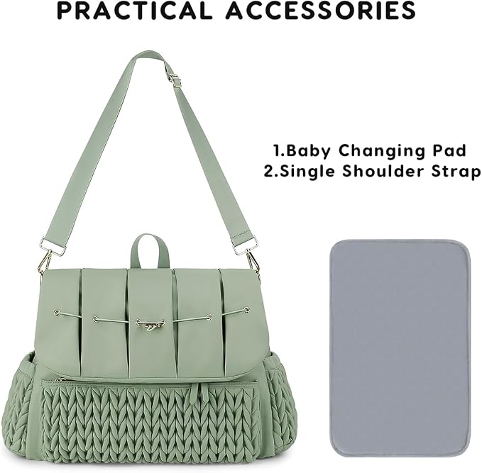 SONARIN Convertible Diaper Bag Backpack Waterproof Nappy Changing Bag Travel Mummy Bag with Changing Pad & Shoulder Strap(Green)
