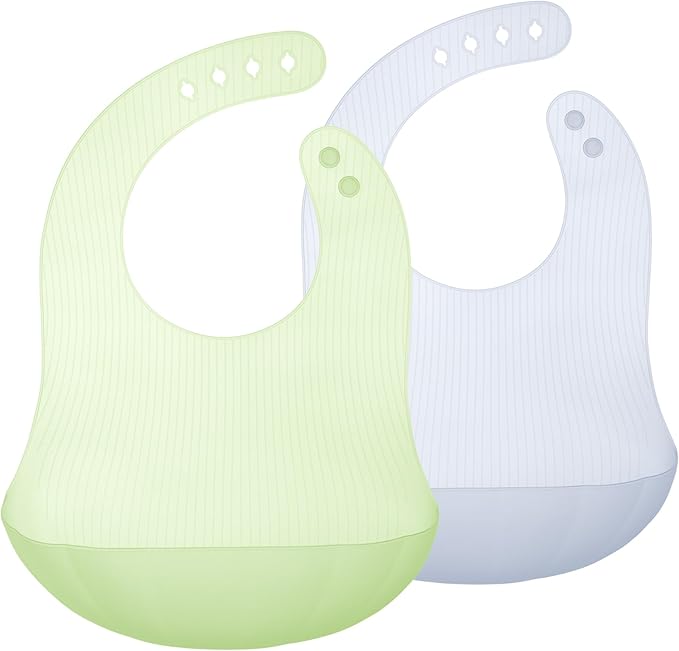 Olababy Fold N Go Silicone Baby Bib w Travel Case | Lightweight Design Eases Pressure Bruising for Infants & Toddlers