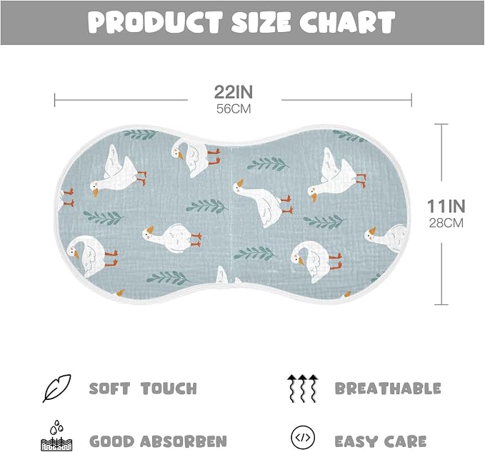 vvfelixl White Gooses Burp Cloths for Baby Boy Girls Baby Washcloths Burp Rags 1 Pack