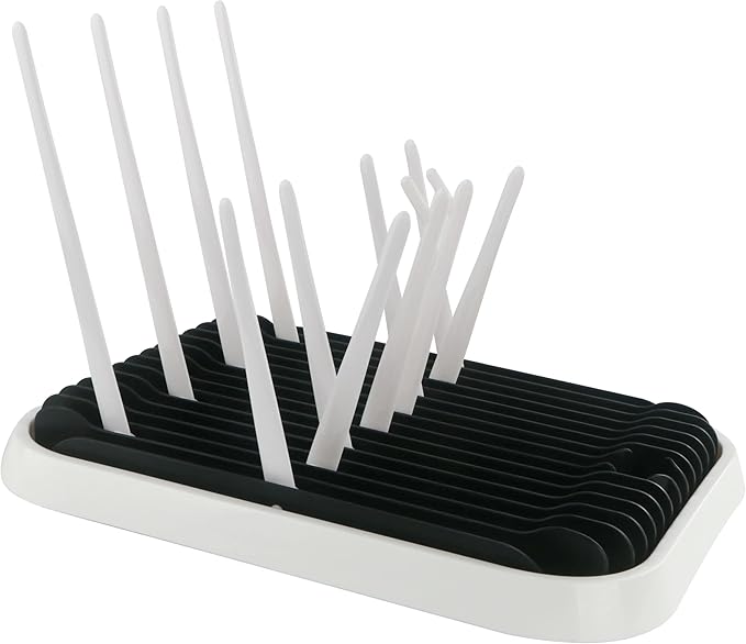 Baby Bottles Drying Rack, Folding Drainer for Feeding Bottles Accessories Dryer Holder(Black)
