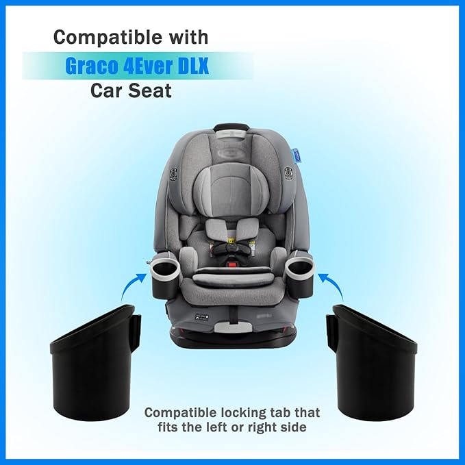 2pcs Cup Holder Replacement Compatible with Graco 4Ever DLX Car Seats, Holds Kids Bottles up to 77.5mm, Seat Replacement Parts for Graco Car（Black）