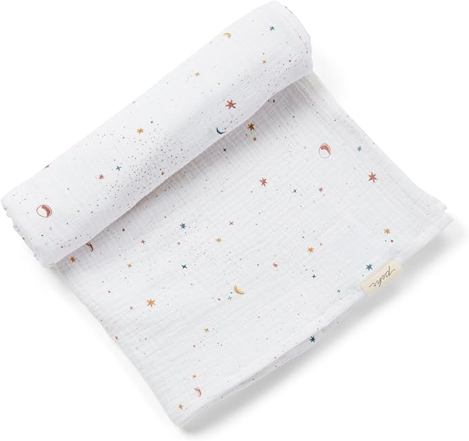 PEHR Muslin Cotton Swaddle, Celestial | Organic Baby Blanket | Ultra-Soft & Versatile | 47” x 47”