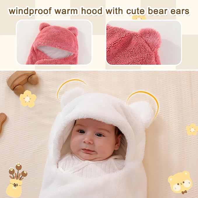 AiWMGL Baby Winter Fleece Swaddle Blanket Boys Girls Warm Soft Plush Sleeping Sacks Adjustable 0-3 Months Newborn Swaddling Wrap