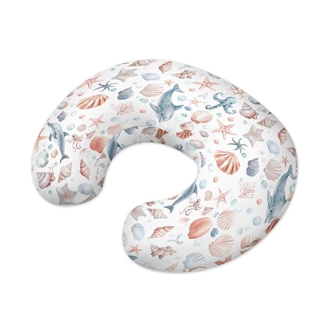 Dolphin Starfish Baby Fashion Nursing Pillow Cover Baby Breastfeeding Slipcover Newborn Safety and Comfy Cover for Daily Life, 2 Packs