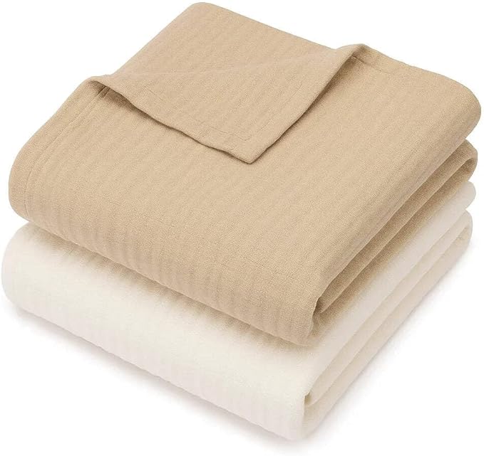 Mère & Moi: Muslin Baby Blanket ??2 Pack, Peach & Cream - 40x36", Double Layer Cotton Swaddle, Lightweight-Breathable, Oeko-TEX, Newborn-Toddler Wrap