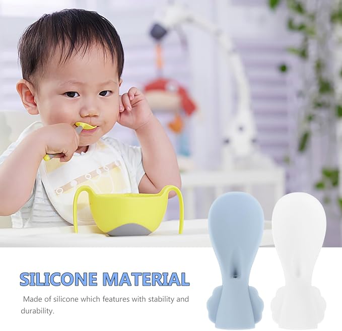 GLEAVI Silicone Baby Feeding Spoon Set with Food Pouch Squeeze Spoon Attachment for Infant Pureed Food Feeding Soft Reusable Infant Feeding Utensils 2-Pack
