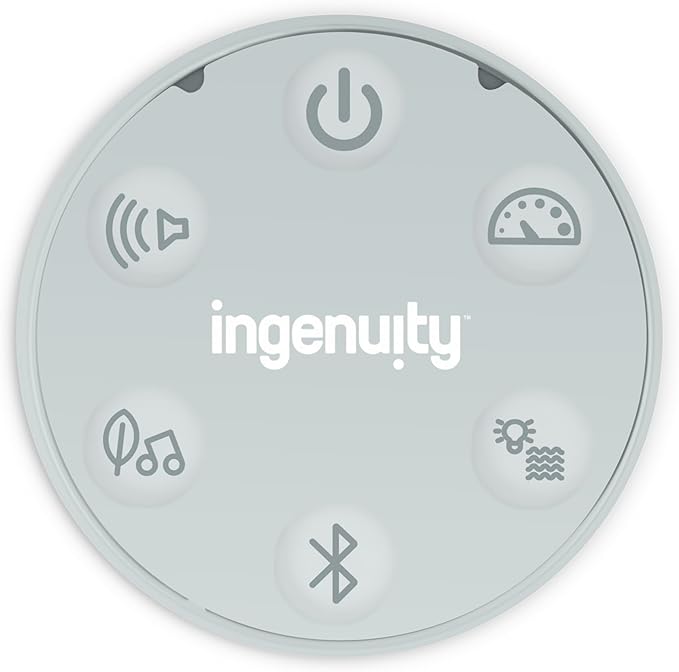 Ingenuity Inlighten Bounce & Sway Swing, Bluetooth Music, Canopy with Lights & Toys, Touch & Remote Controls, 3-in-1 Seat Modes, Machine Washable Pad, Ages 0+ Pebble Shore