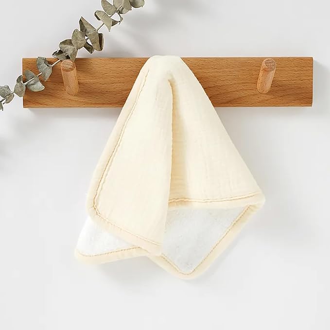 Aiden's Corner 100% Organic Muslin Cotton Mix Use Baby Super Absorbent Infant Burp Cloth | Terry Cotton Towel | Washcloth for Newborns 3 Pack (1 Coral Pink, 1 Yellow, 1 White)