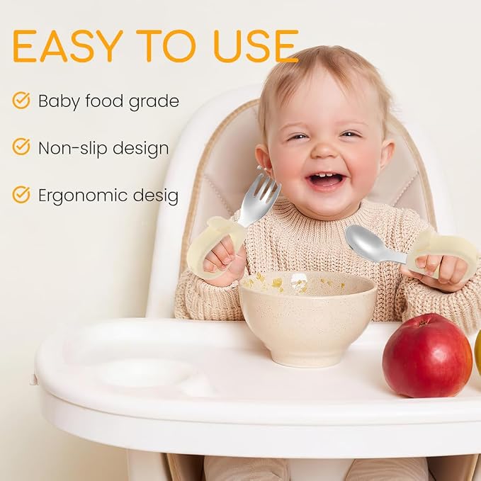 Kids Utensils Set, 18/8 Stainless Steel Spoons and Forks, BPA Free, Dishwasher Safe, Children Safe Toddler Flatware